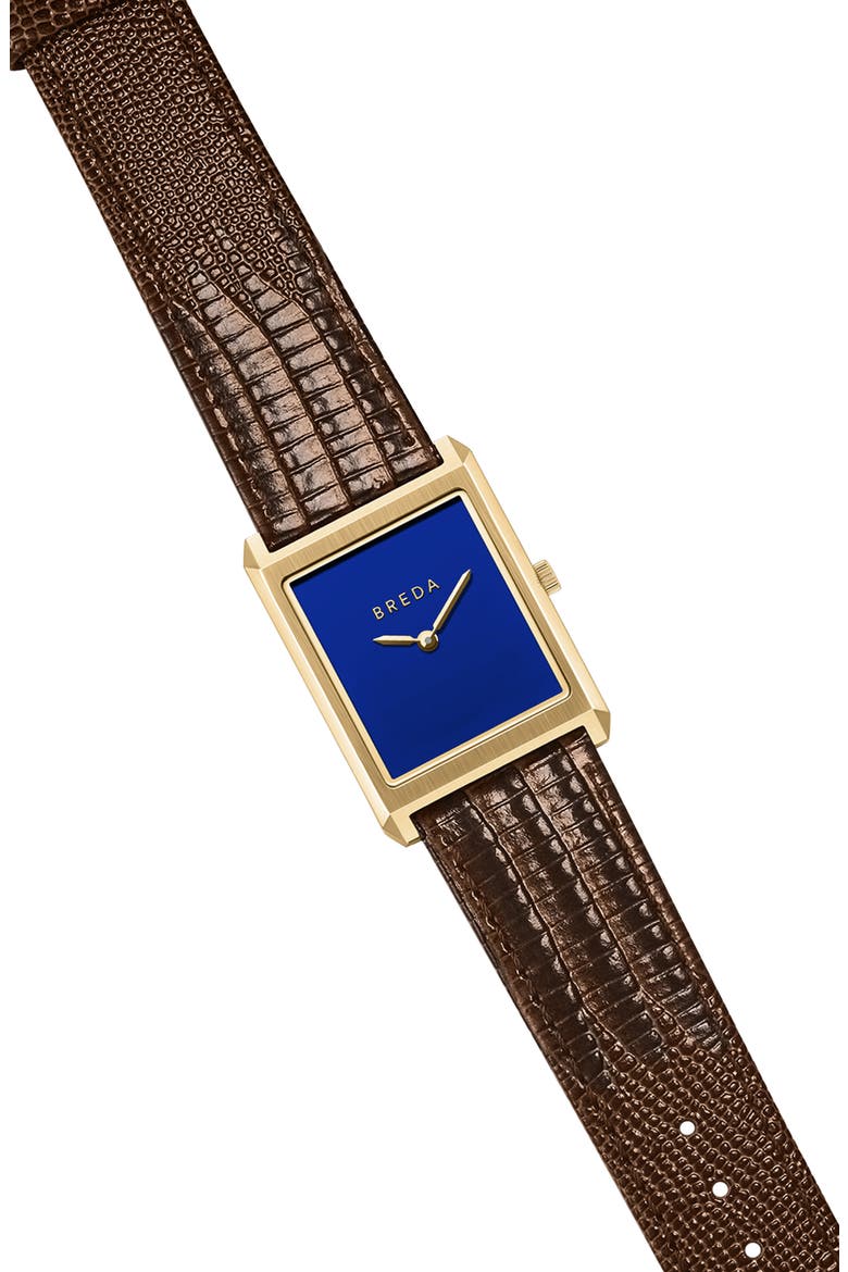 Virgil Leather Strap Two-Tone Tank Watch, 26mm x 35mm, Alternate, color, GOLD