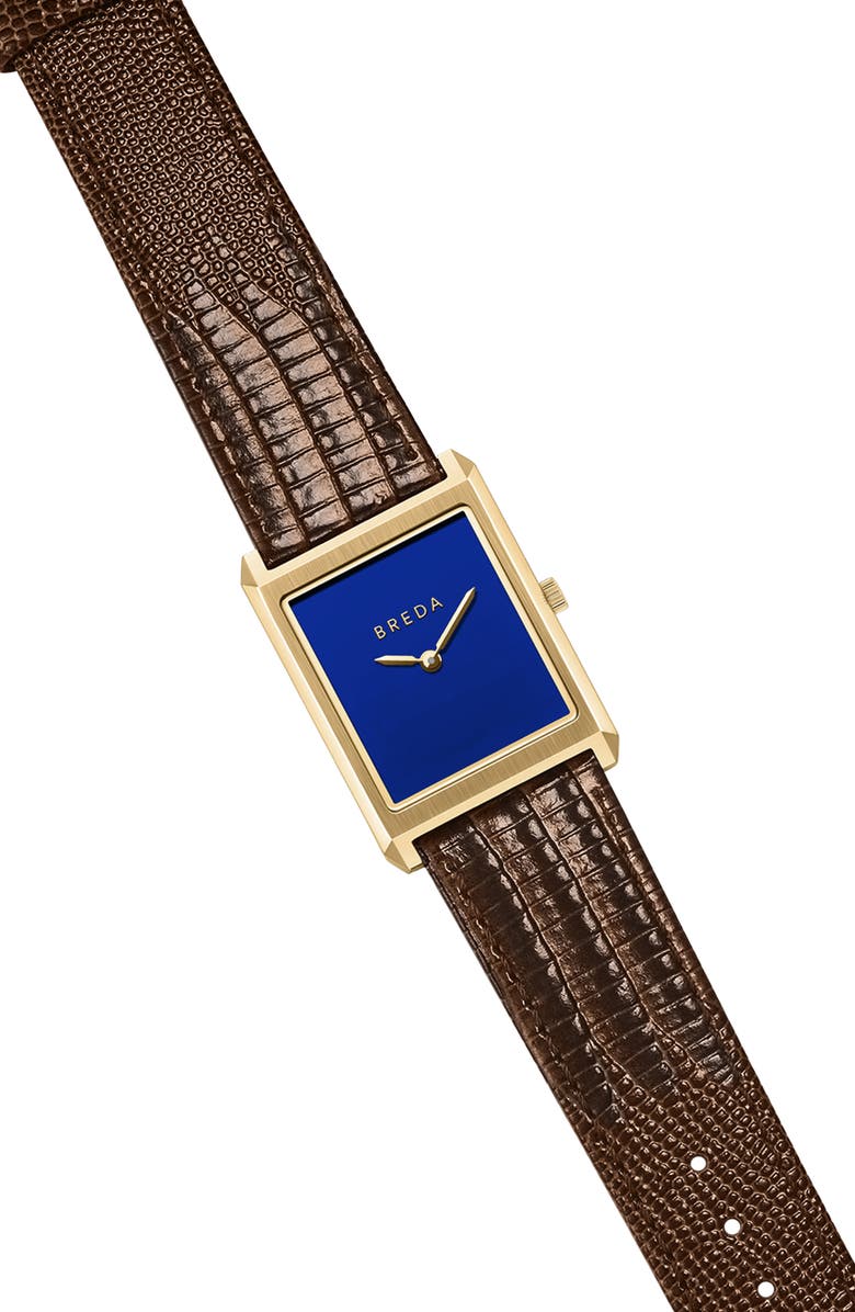 BREDA Virgil Leather Strap Two-Tone Tank Watch, 26mm x 35mm, Alternate, color,