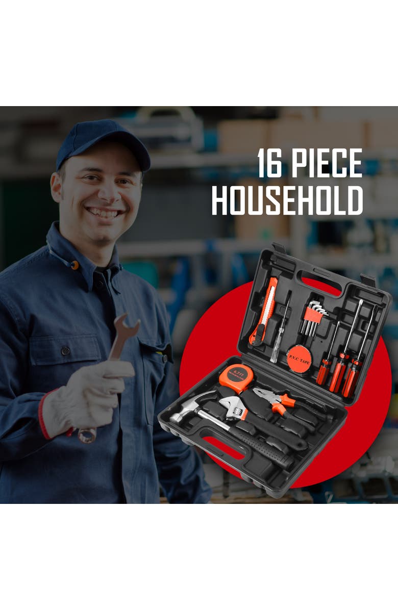 PURSONIC Handy Solutions 16-Piece Household Tool Kit, Alternate, color, Black