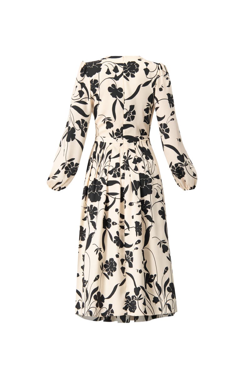 IVONNE V-Neck Midi Dress with Long Sleeves, Alternate, color, Bone