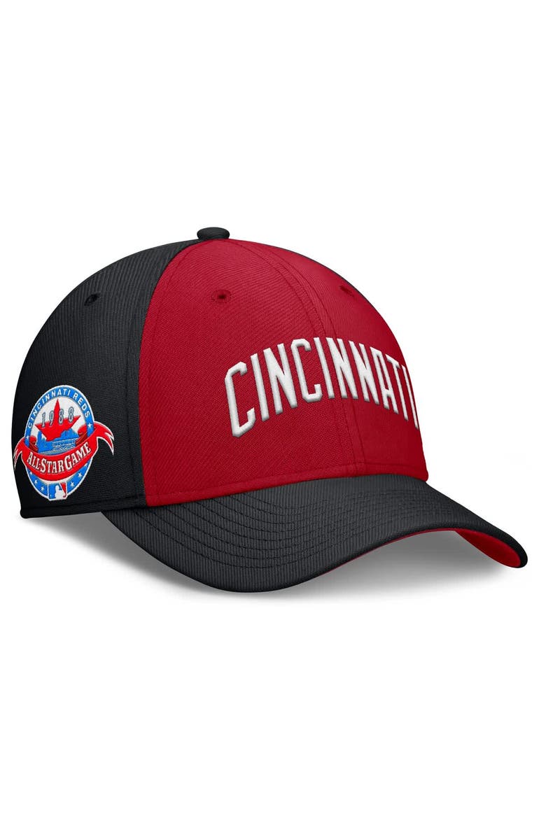 Nike Men's Nike Black/Red Cincinnati Reds Rise Swoosh Performance Flex Hat, Alternate, color, Black