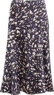 Altuzarra Elton Abstract Animal Print A-Line Midi Skirt