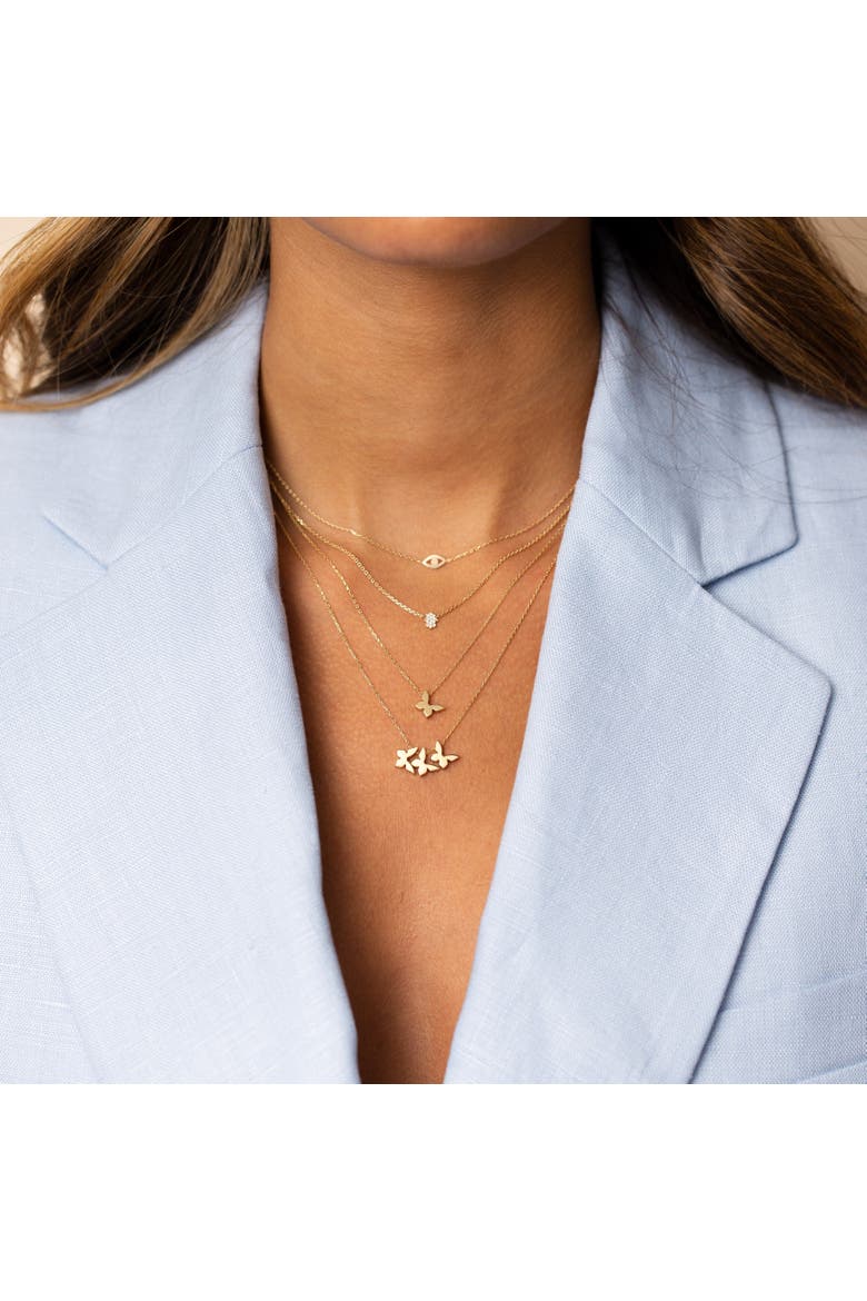 Mini Solid Evil Eye Necklace 14K, Alternate, color, 14K Gold