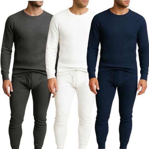Benben 3 Pack Waffle Knit Thermal Loungewear Set In Blue