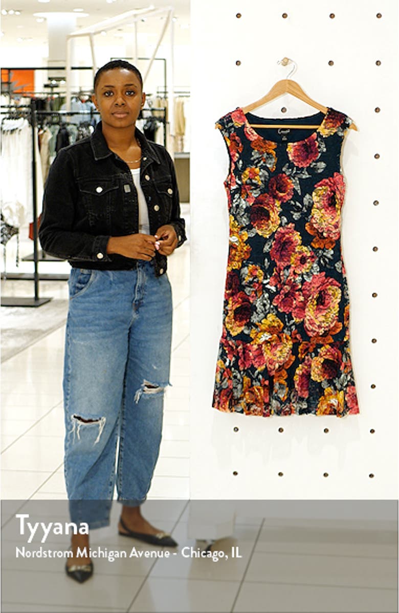 Floral Print Lace & Ruffle Sheath Dress, sales video thumbnail