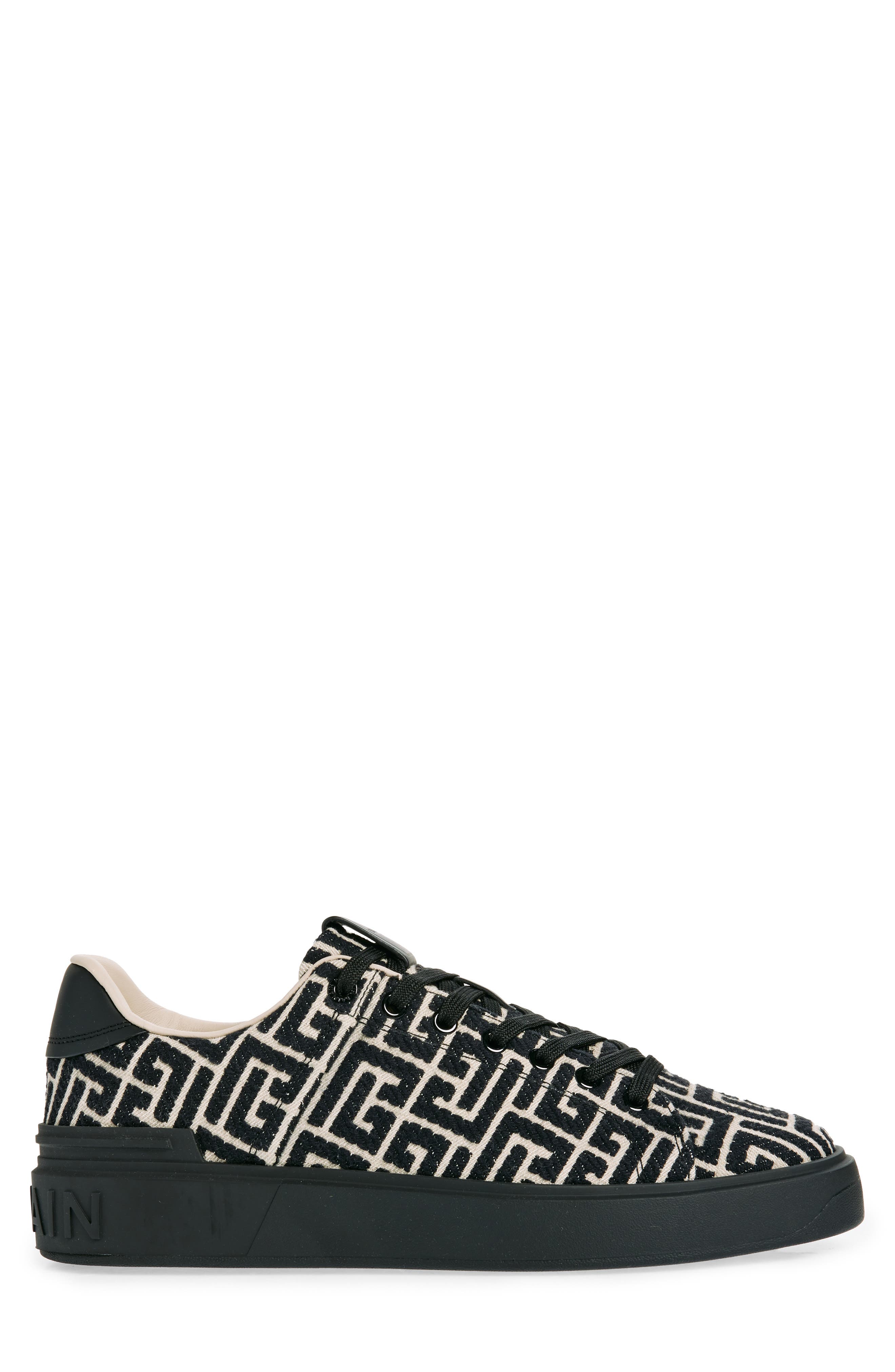 Balmain B-Court Monogram Low Top Sneaker, Alternate, color, Black/ Ivory