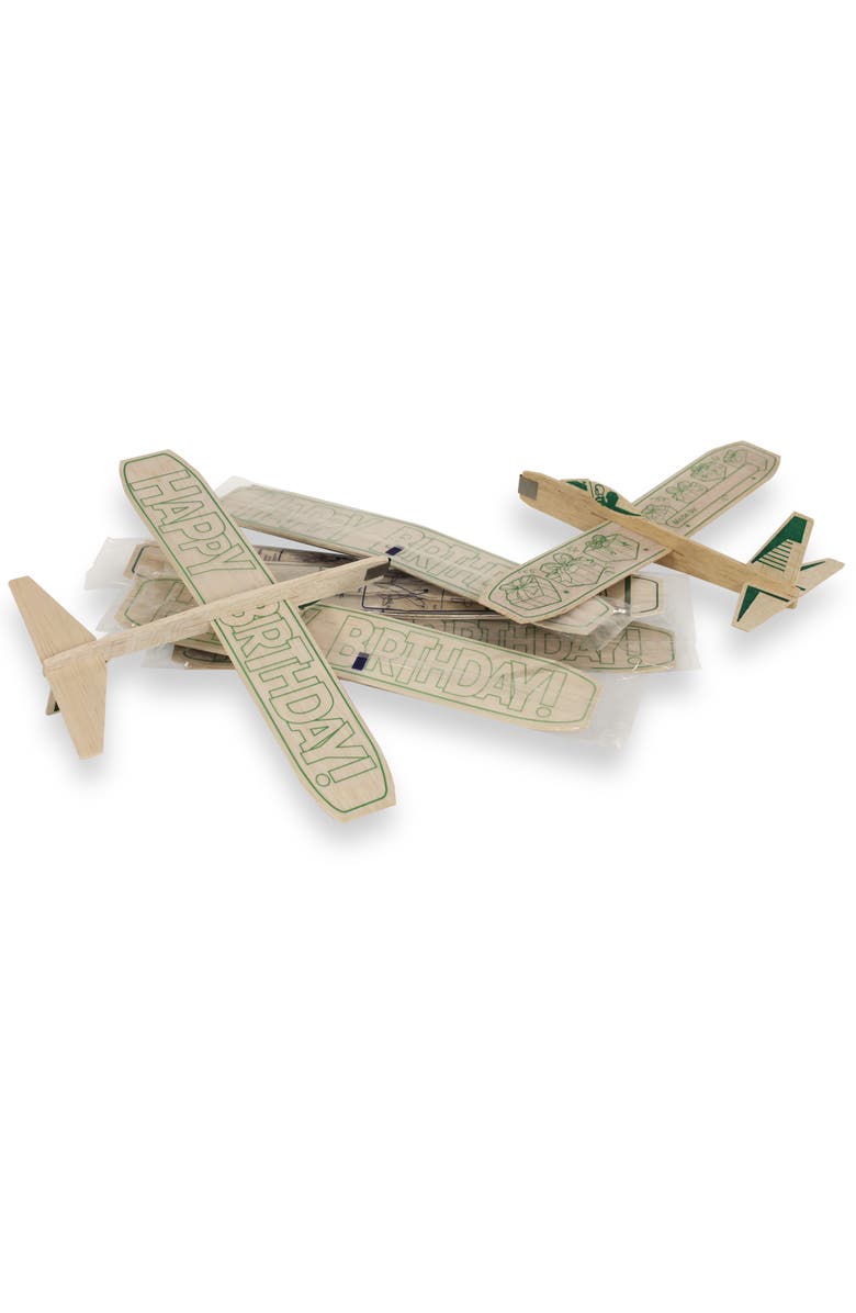 Guillow's 12" Happy Birthday Balsa Glider Planes, 6 Pack, Alternate, color, Beige
