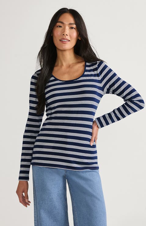 Long Sleeve Lightweight Jersey Scoop Neck T-Shirt