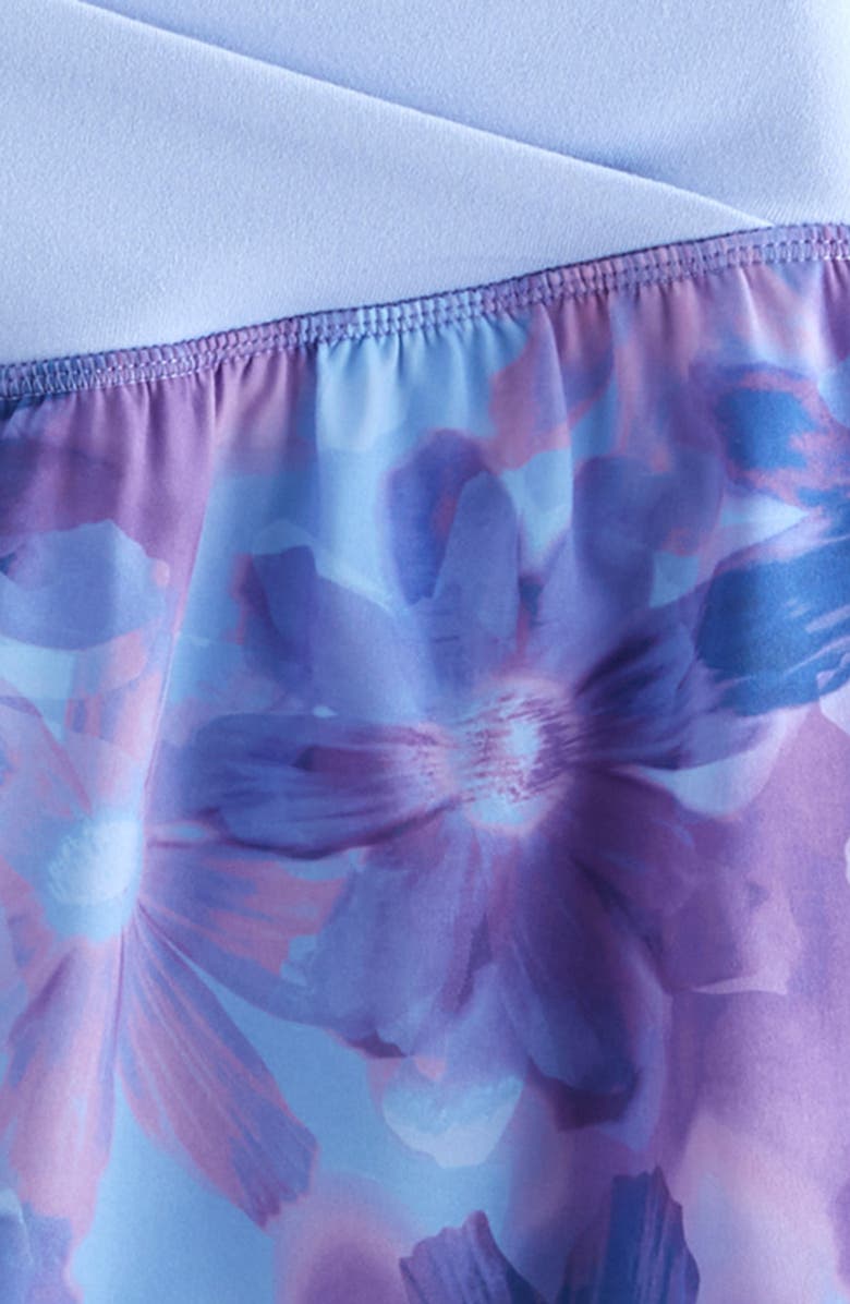 Zella Girl Kids' Finish Line Running Shorts, Alternate, color, Blue Hydrangea Digital Daisies