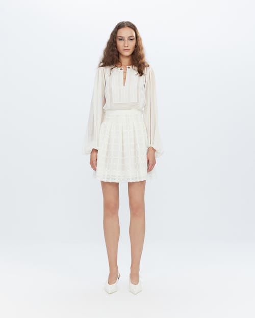 Theo The Label Atropos Windowpane Lace Banker Skirt In White