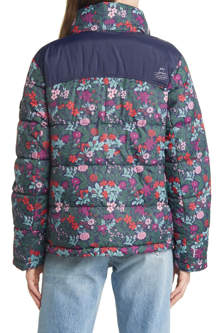 Elberry Floral Puffer Coat, Alternate, color, ART CRAFT FLORAL