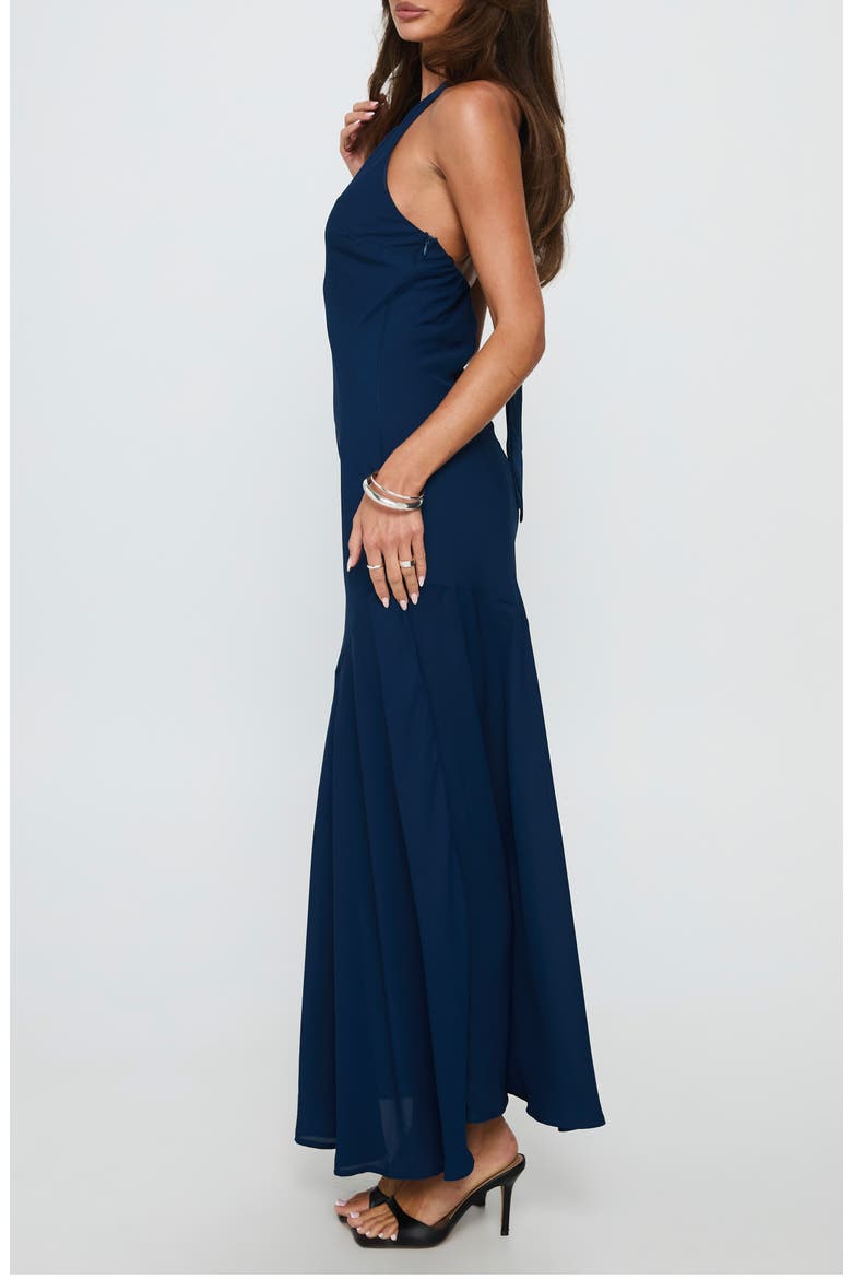 Luannie Halter Chiffon Gown, Alternate, color, NAVY