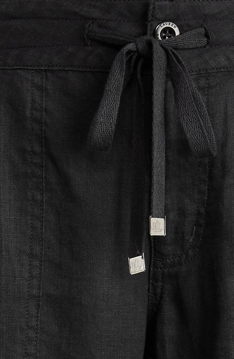 Lauren Ralph Lauren Wide Leg Linen Pants, Alternate, color, Polo Black