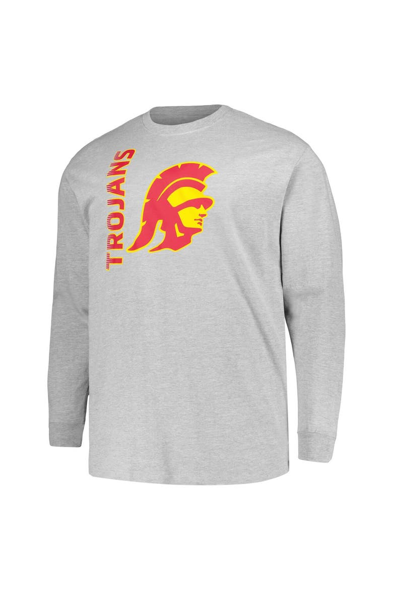Men's Champion Heather Gray USC Trojans Big & Tall Mascot Long Sleeve T-Shirt, Alternate, color, Heather Gray