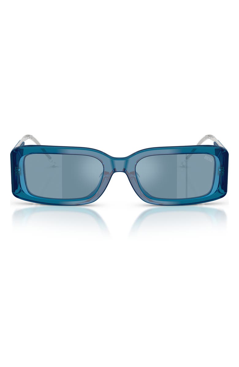 DIESEL<sup>®</sup> 53mm Rectangular Sunglasses, Main, color, Bilayer Blue Transp / Blue