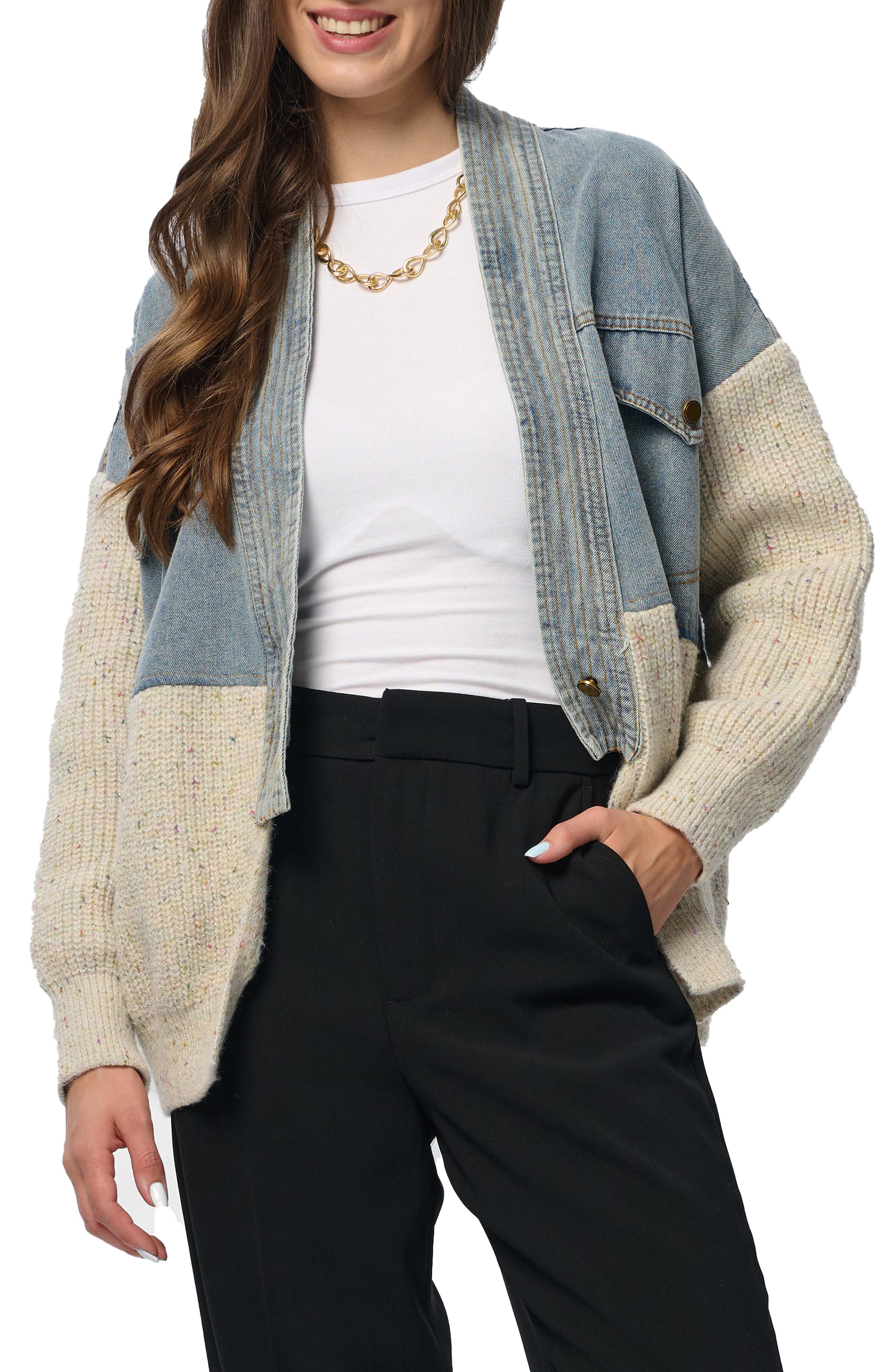 SAACHI Mixed Media Open Front Cardigan Jakcet