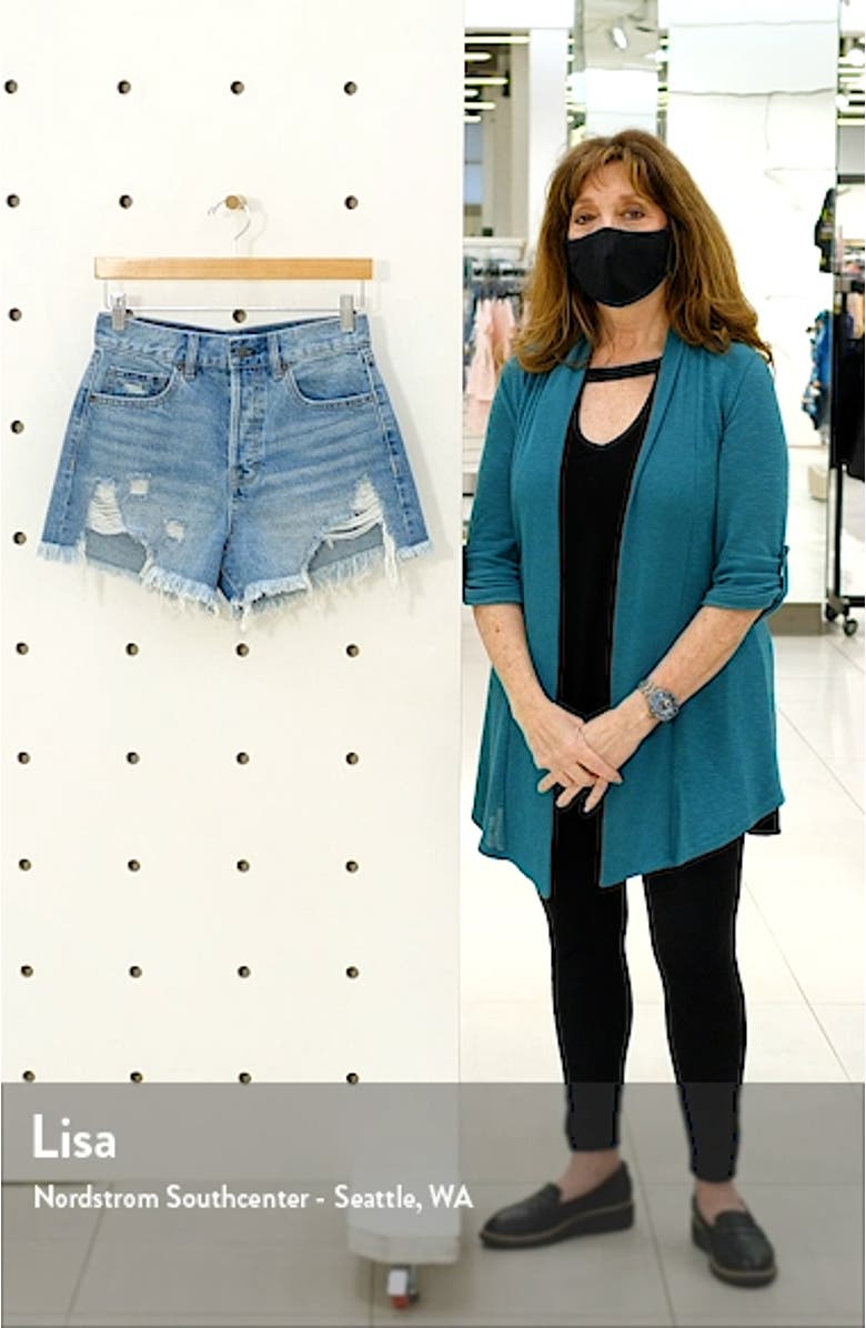 Chewed Hem Distressed Denim Shorts, sales video thumbnail