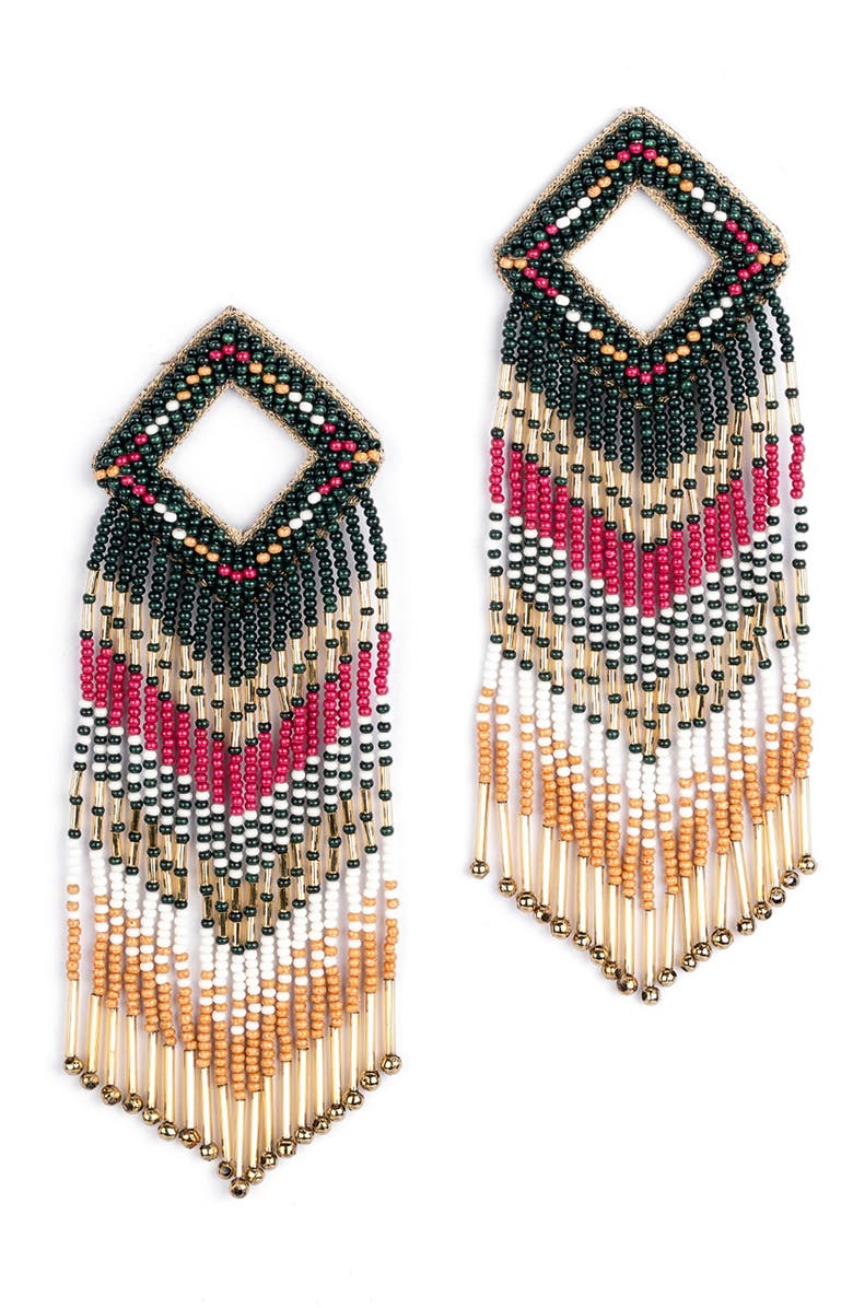 Deepa Gurnani Reya Bead Fringe Drop Earrings, Main, color,