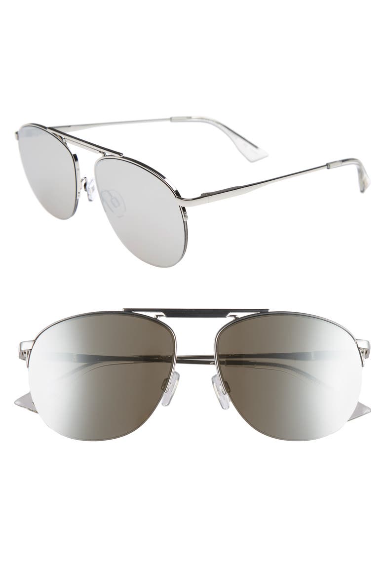 Liberation 57mm Aviator Sunglasses, Main, color, SILVER