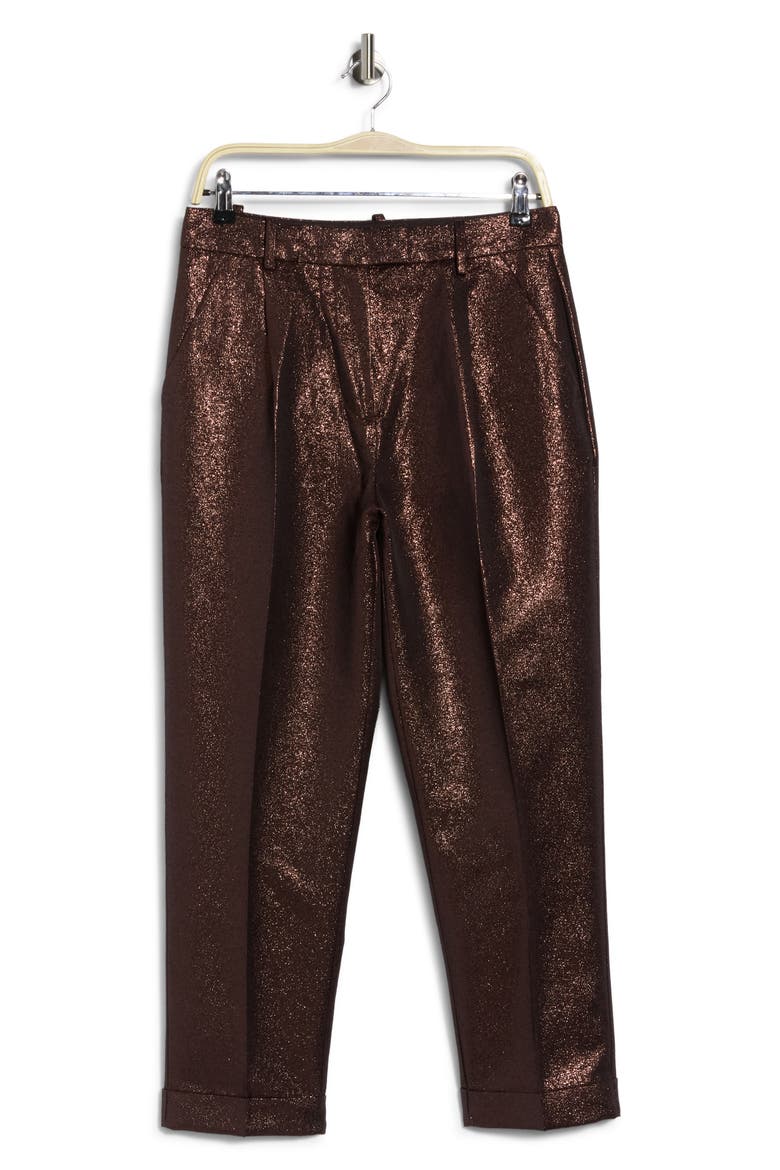 Sienna Sparkle Tapered Metallic Trousers, Main, color, BURGUNDY