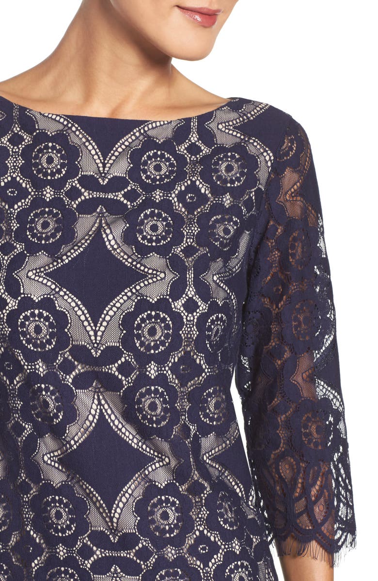 Eliza J Lace A-Line Dress, Alternate, color, 