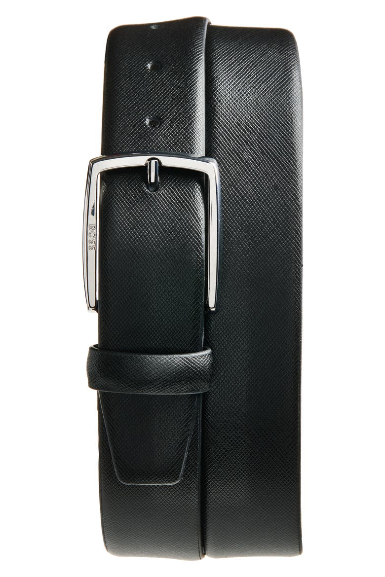 Celie Leather Belt, Main, color, BLACK