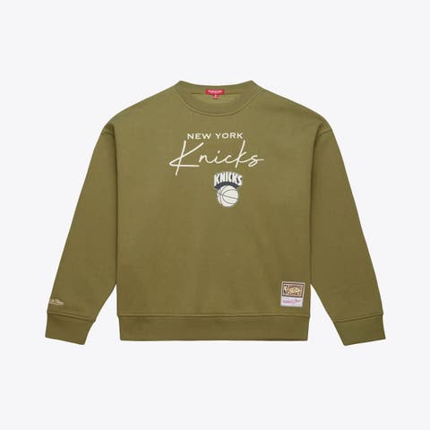 Women's Mitchell & Ness  Olive New York Knicks Lightweight Script Sweatshirt
