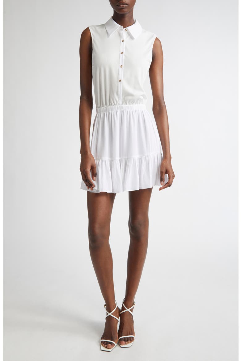 Odette Mixed Media Sleeveless Minidress, Main, color, IVORY