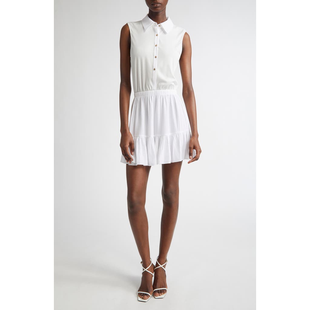 Shop Ramy Brook Odette Mixed Media Sleeveless Minidress In Ivory