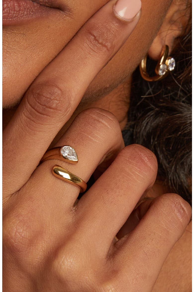 Lab Grown Sapphire Pear Ellipse Ring, Alternate, color, Yellow Gold Vermeil