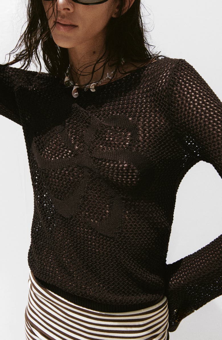 MANGO Floral Openwork Sweater, Alternate, color,