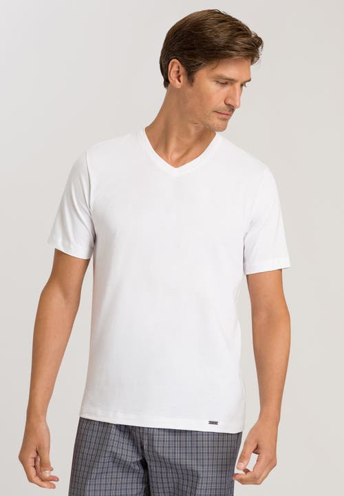Hanro Living Cotton V-neck T-shirt In White