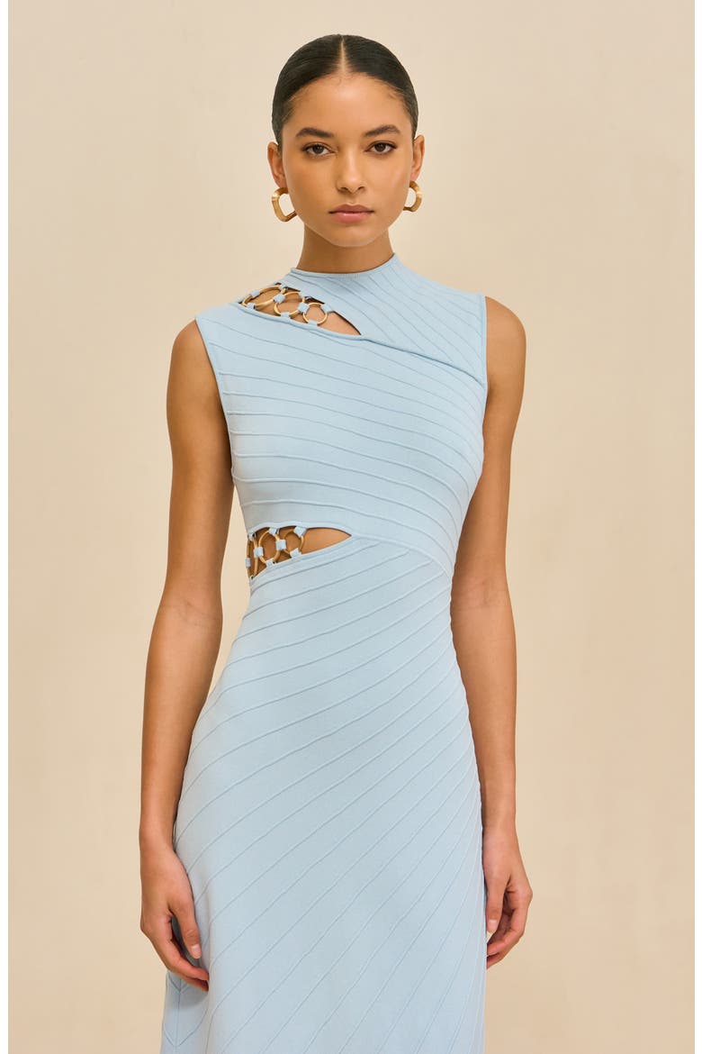Niki Cutout Sleeveless Dress, Alternate, color, COASTAL