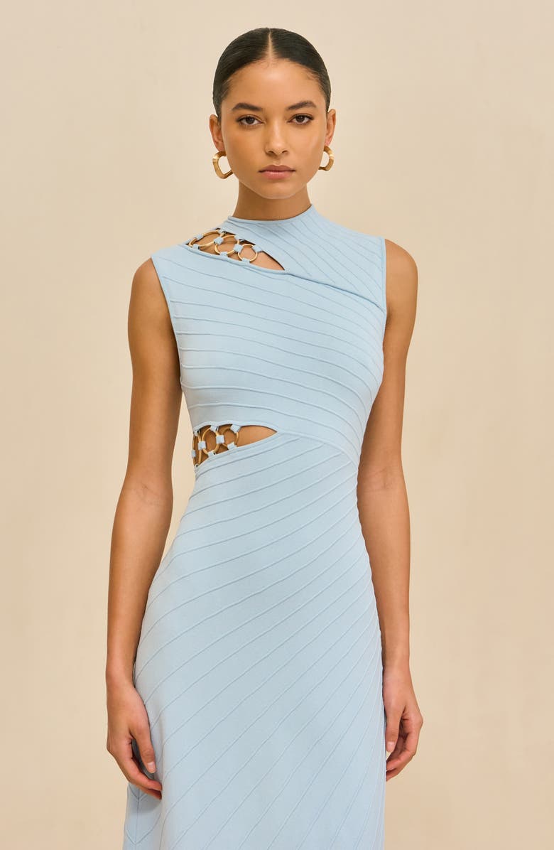 Cult Gaia Niki Cutout Sleeveless Dress, Alternate, color, Coastal