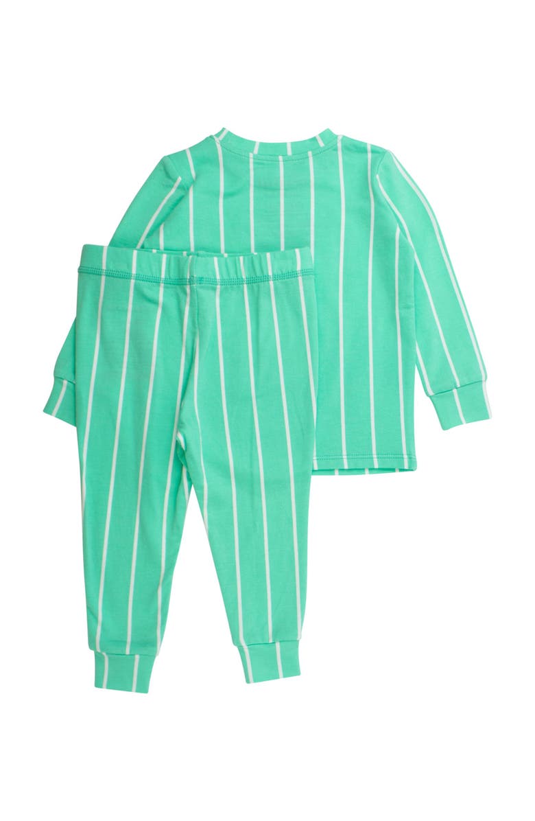 RuffleButts Modal Blend Long Sleeve Pajama Set, Alternate, color, Green Pinstripe