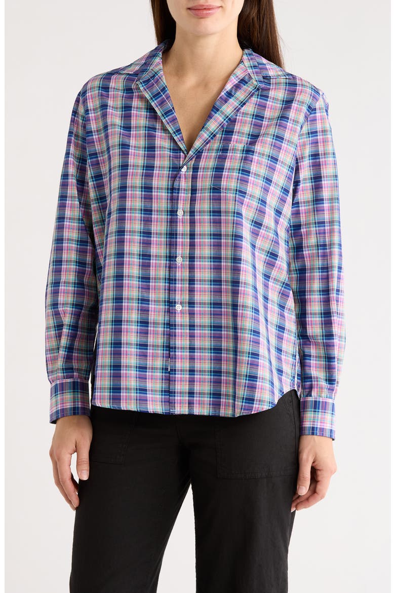 Relaxed Fit Cotton Button-Up Shirt, Main, color, PINK BLUE YELLOW PLAID