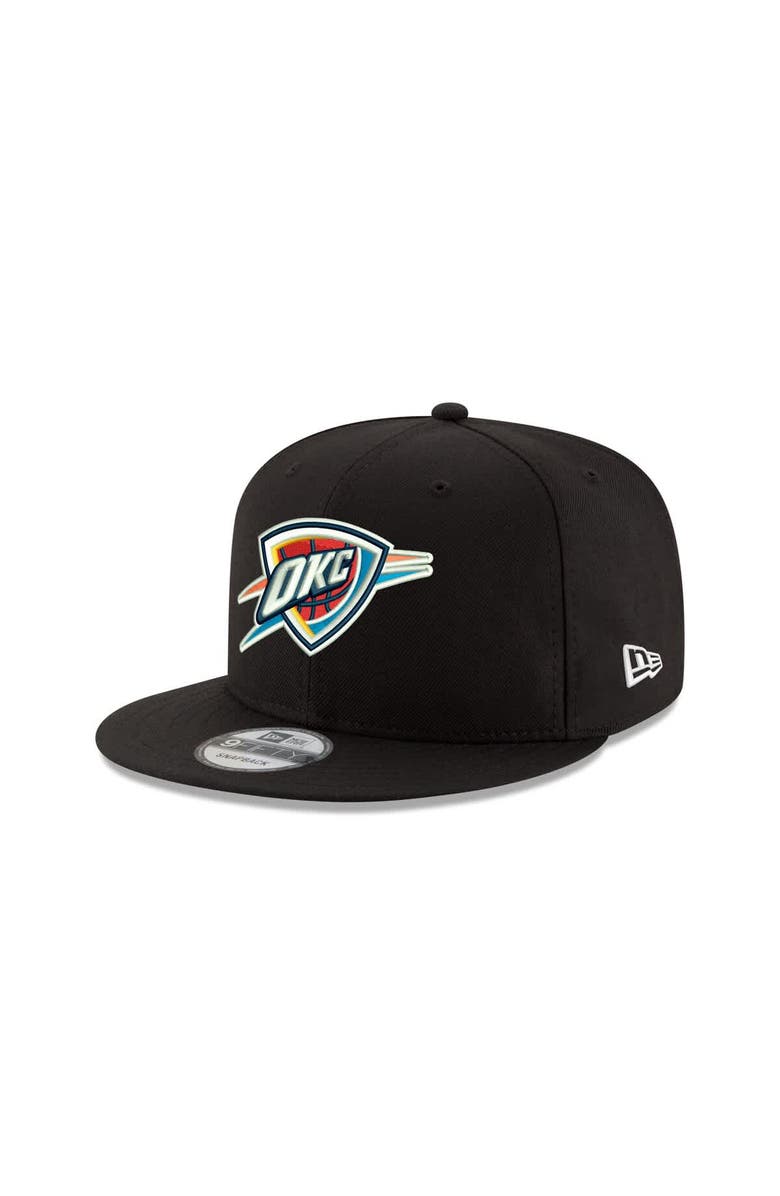 New Era Men's New Era Black Oklahoma City Thunder Core Logo 9FIFTY Snapback Hat, Main, color, Black