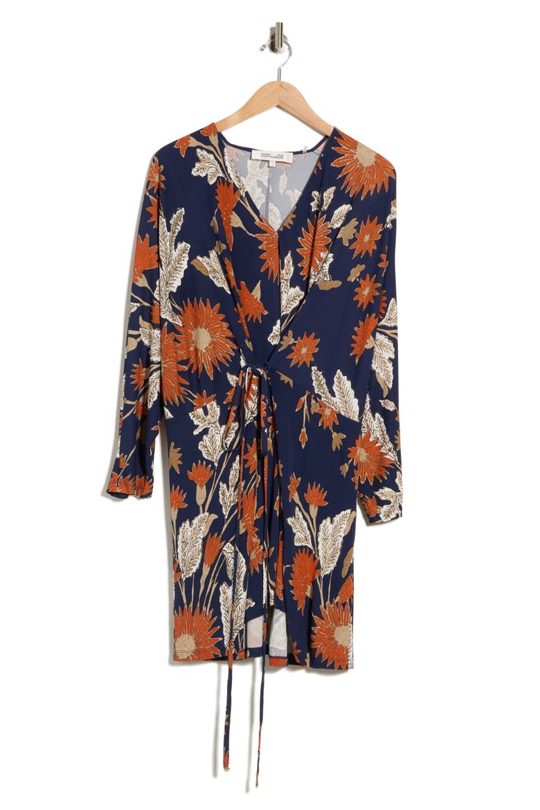 Julie Long Sleeve Drawstring Dress, Alternate, color, MARLENE BATIK NAVY