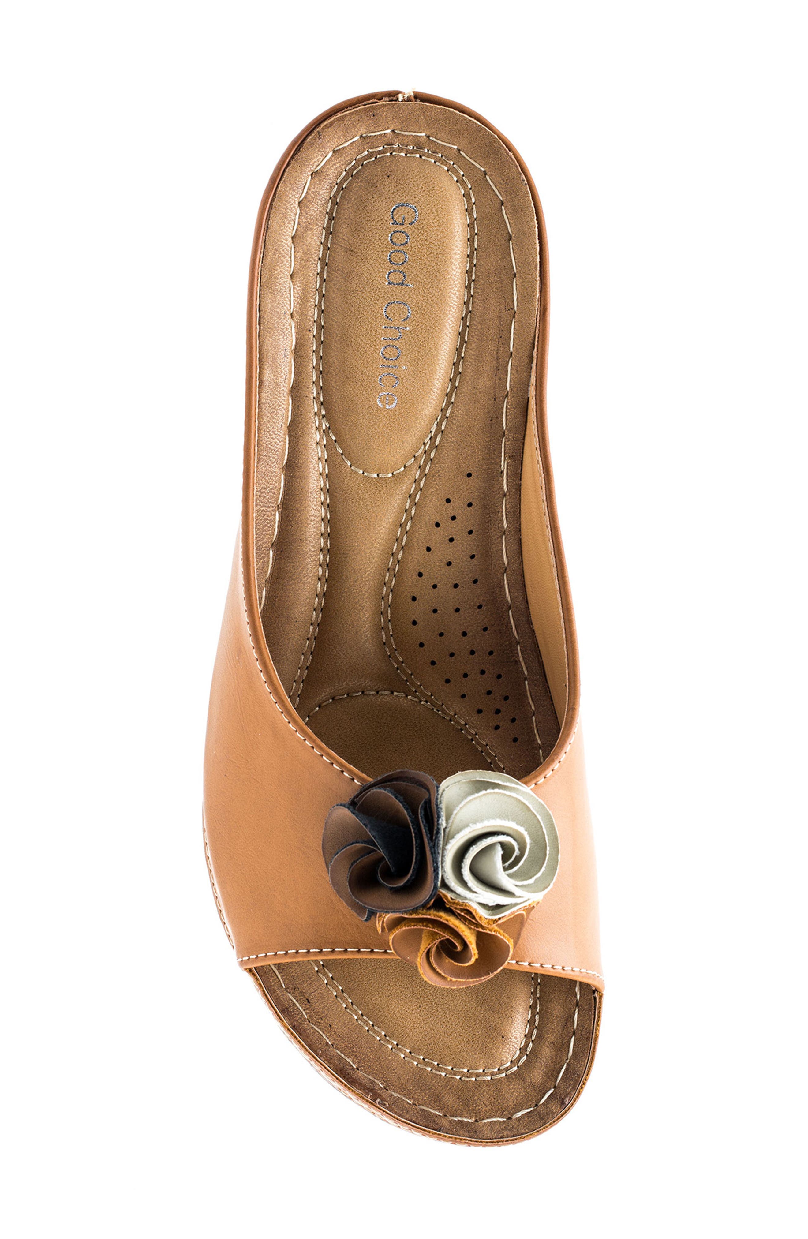 GOOD CHOICE NEW YORK Sydney Floral Platform Wedge Sandal, Alternate, color, Tan