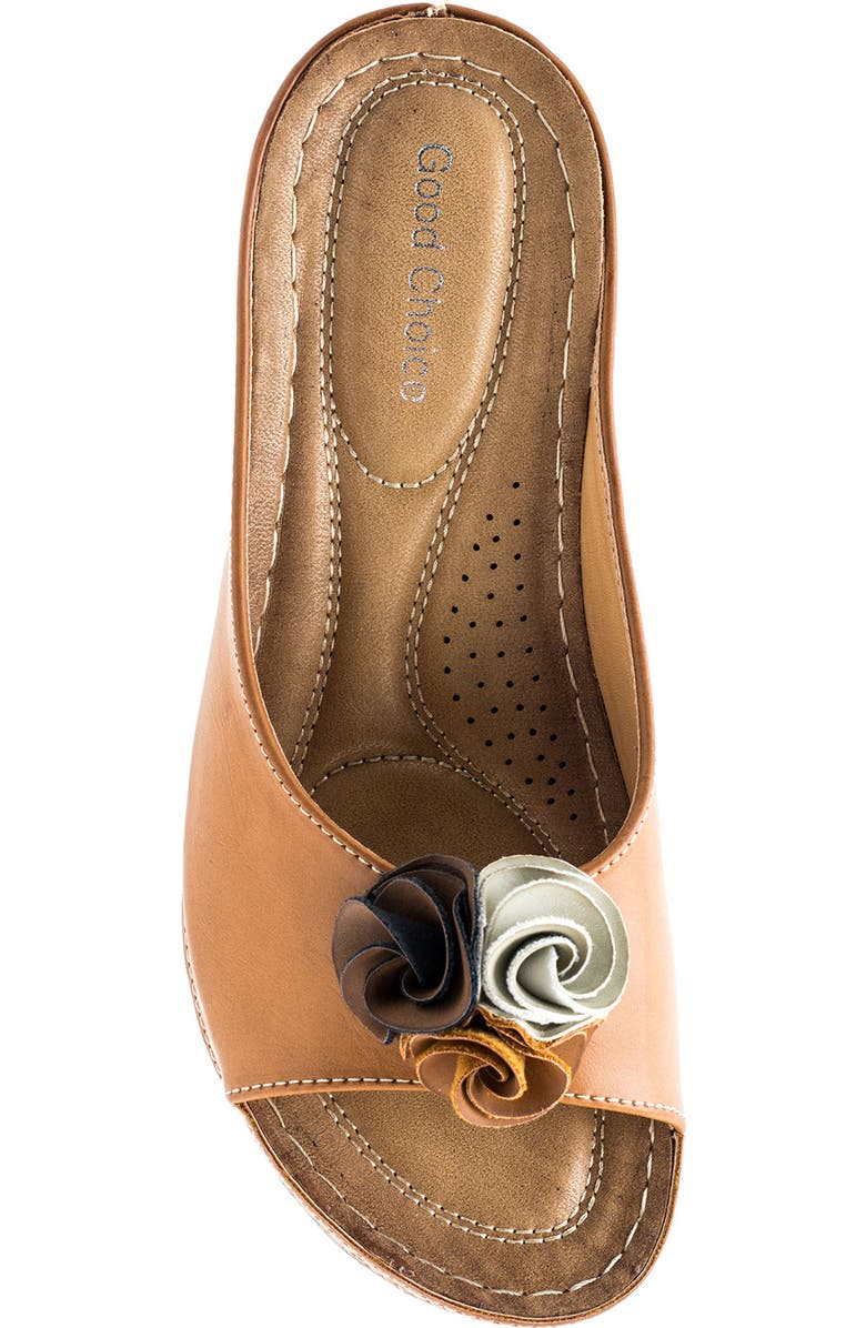 GOOD CHOICE NEW YORK Sydney Floral Platform Wedge Sandal, Alternate, color, Tan
