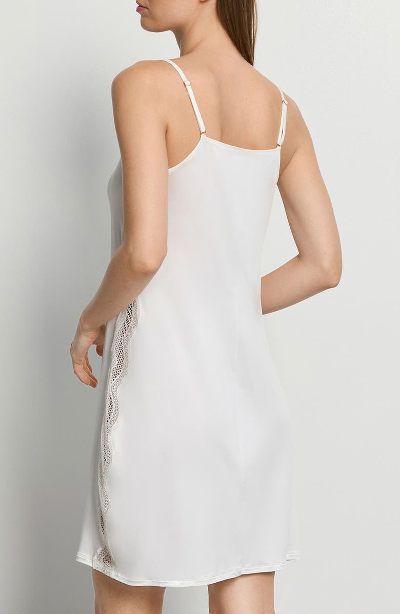 Hanro Cira Tulle Lace Trim Slip, Alternate, color, Off White