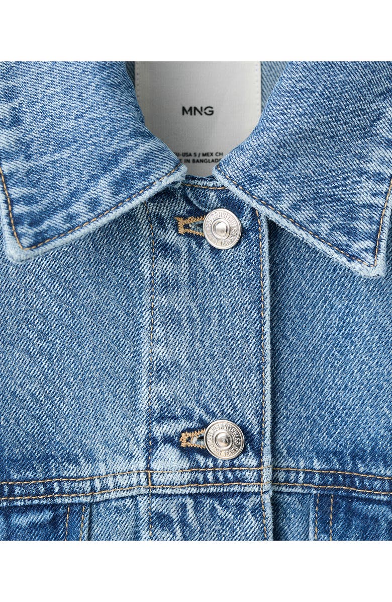 MANGO Oversize Crop Denim Jacket, Alternate, color, Medium Blue