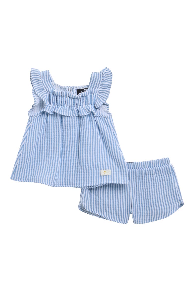 Ruffled Smocked Top & Shorts Set, Main, color, BLUE BELL