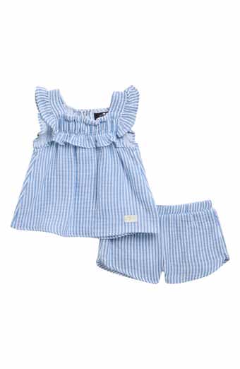 7 For All Mankind Stripe Cotton Seersucker Top & Shorts Set