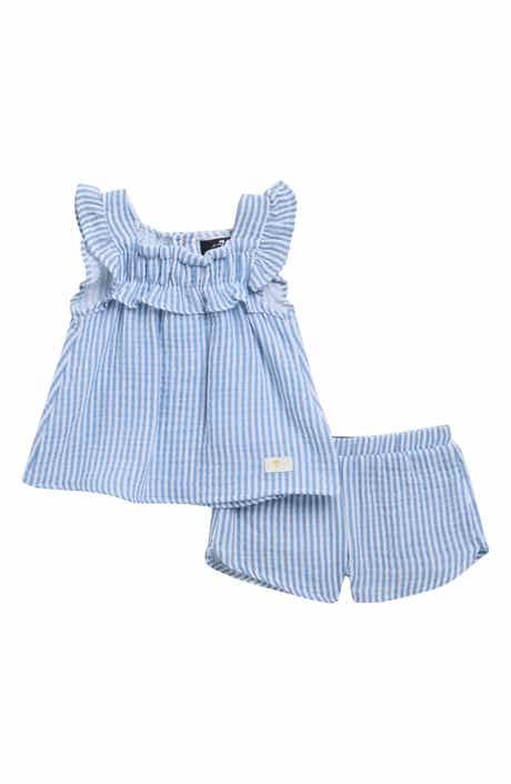 7 For All Mankind Stripe Cotton Seersucker Top & Shorts Set