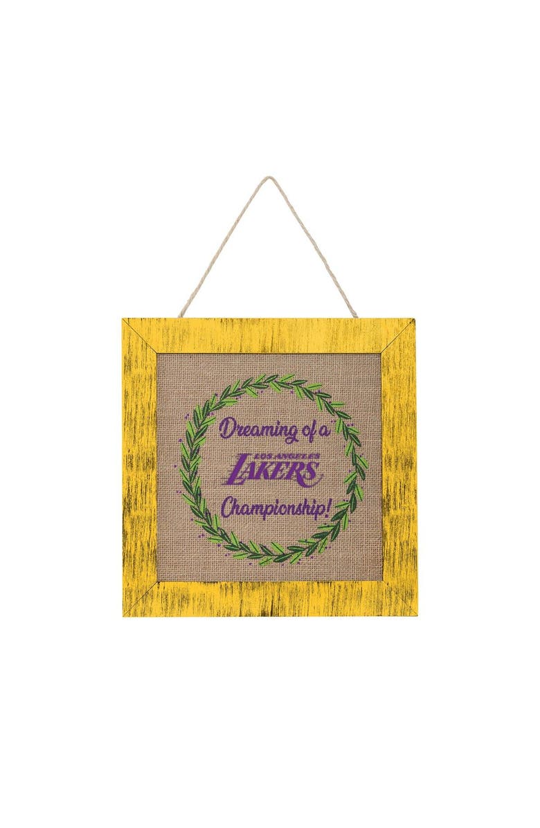 FOCO Los Angeles Lakers 12'' Double-Sided Burlap Sign, Main, color, Yellow