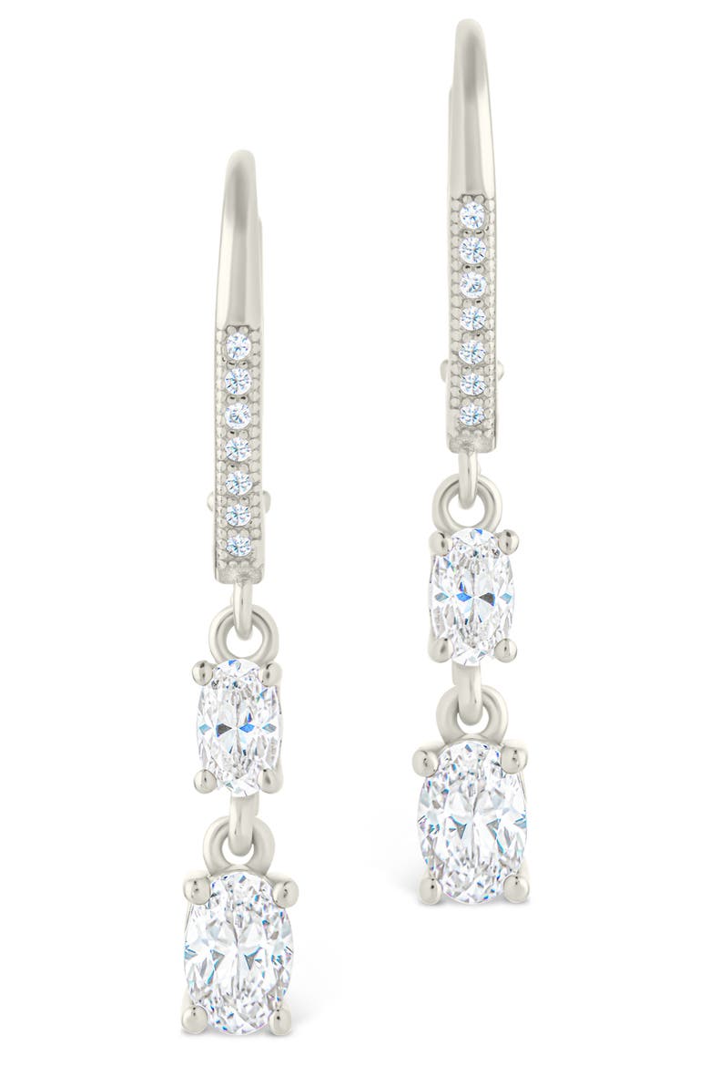 Liesel Cubic Zirconia Drop Lever Back Earrings, Alternate, color, SILVER