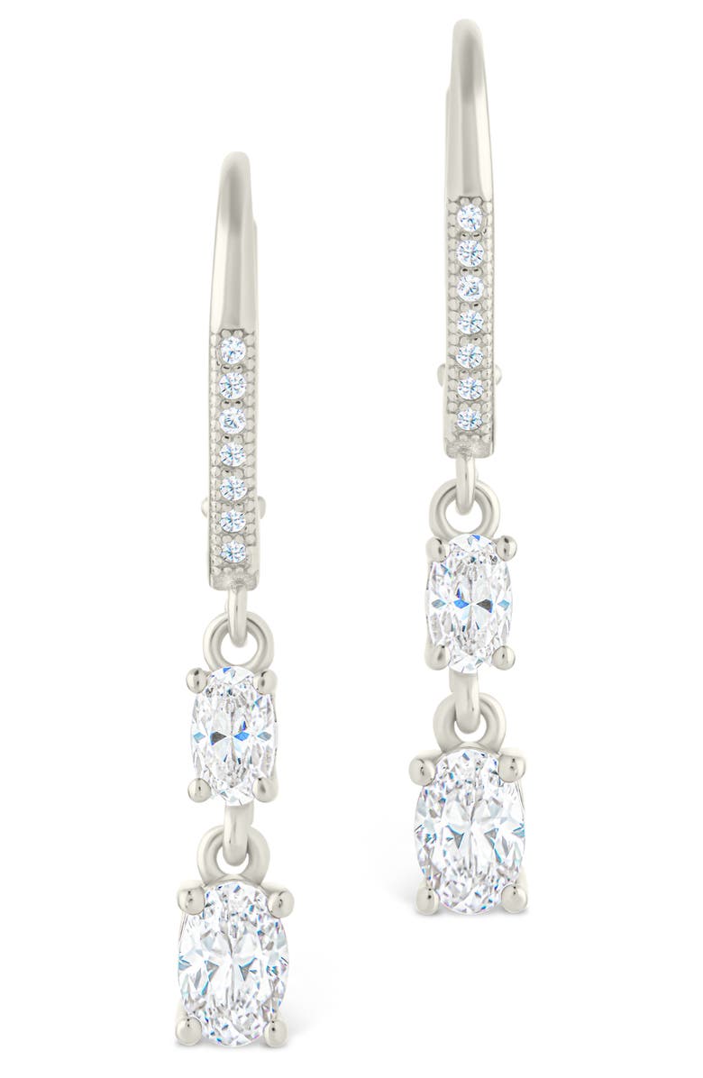 Sterling Forever Liesel Cubic Zirconia Drop Lever Back Earrings, Alternate, color, Silver