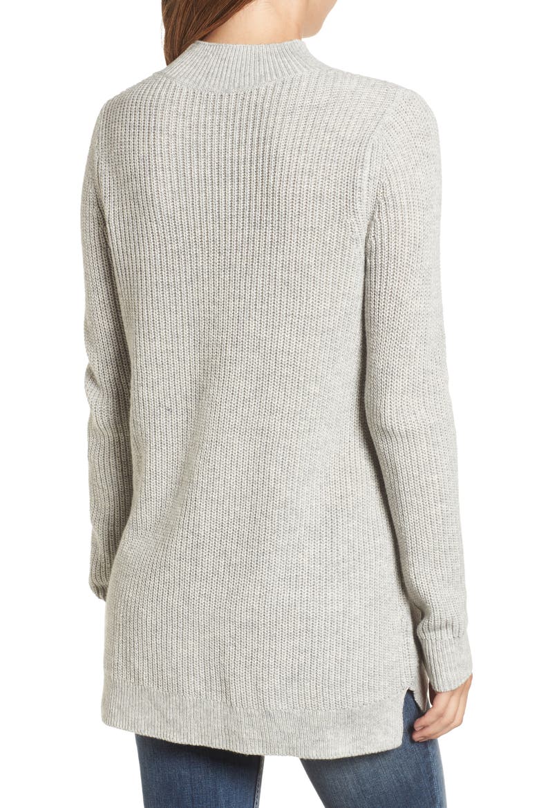 Mock Neck Tunic Sweater, Alternate, color, GREY PEARL HEATHER