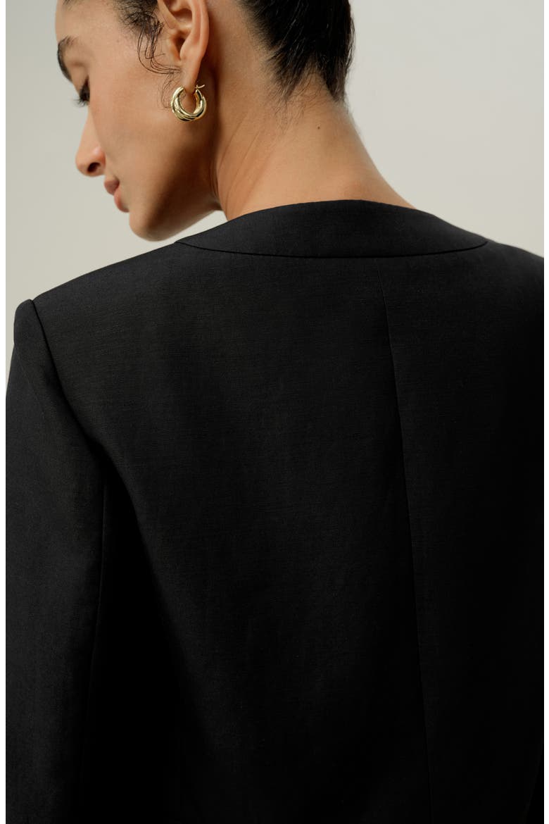 Women's Mara Jacket in Silk Linen, Alternate, color, Black